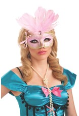 Pink Feathered Carnival Eye Mask