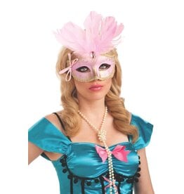 Pink Feathered Carnival Eye Mask