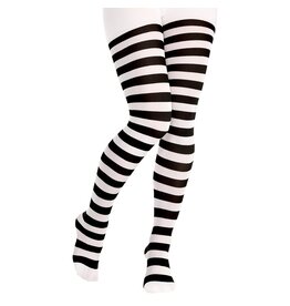 Black/White Wide Striped Tights - Adult Standard