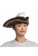 Leatherlike Pirate Hat Brown With Feather