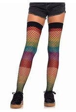 Rainbow thigh high with fishnet overlay