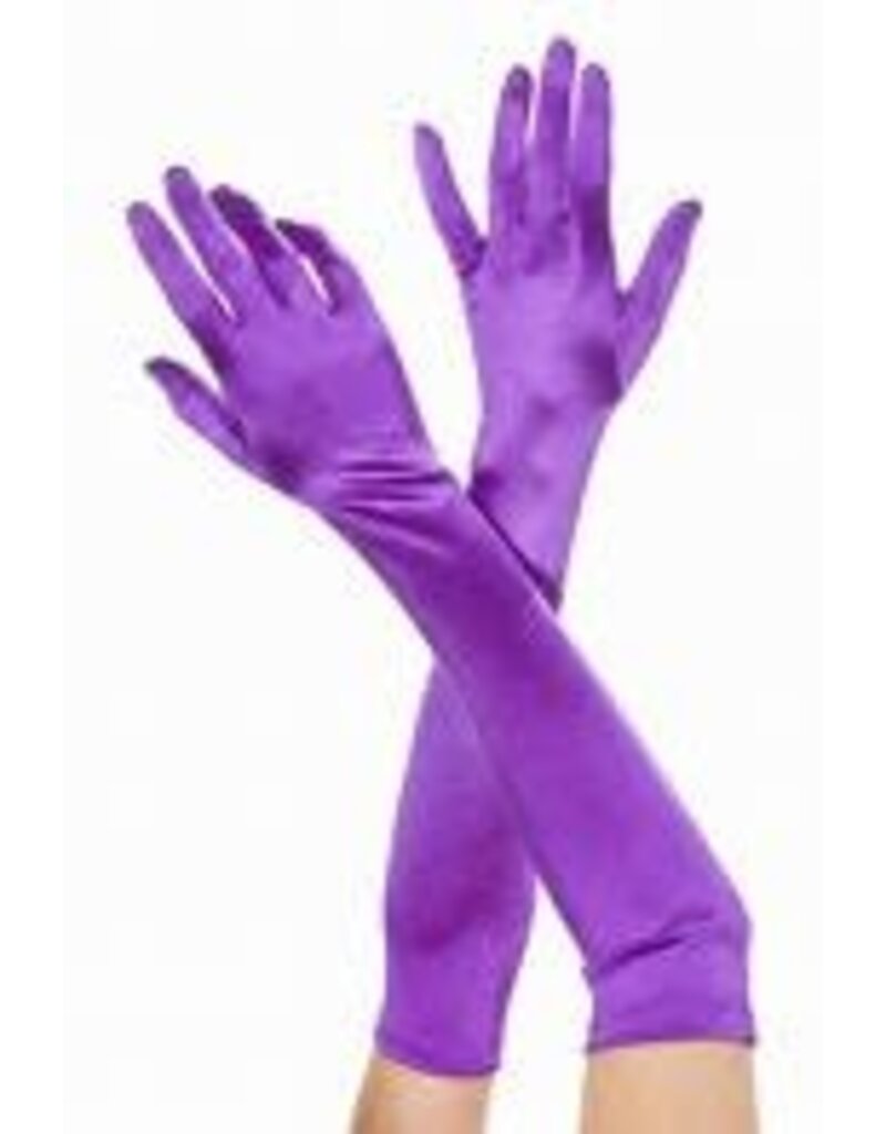 Purple Extra Long Satin Gloves
