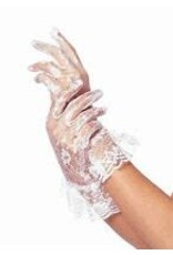 White Floral Stretch Lace Gloves