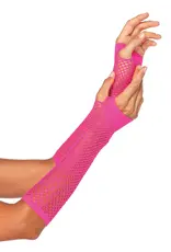 Neon Pink Triangle Net Fingerless Gloves