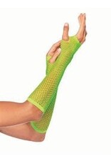 Neon Green Triangle Net Fingerless Gloves