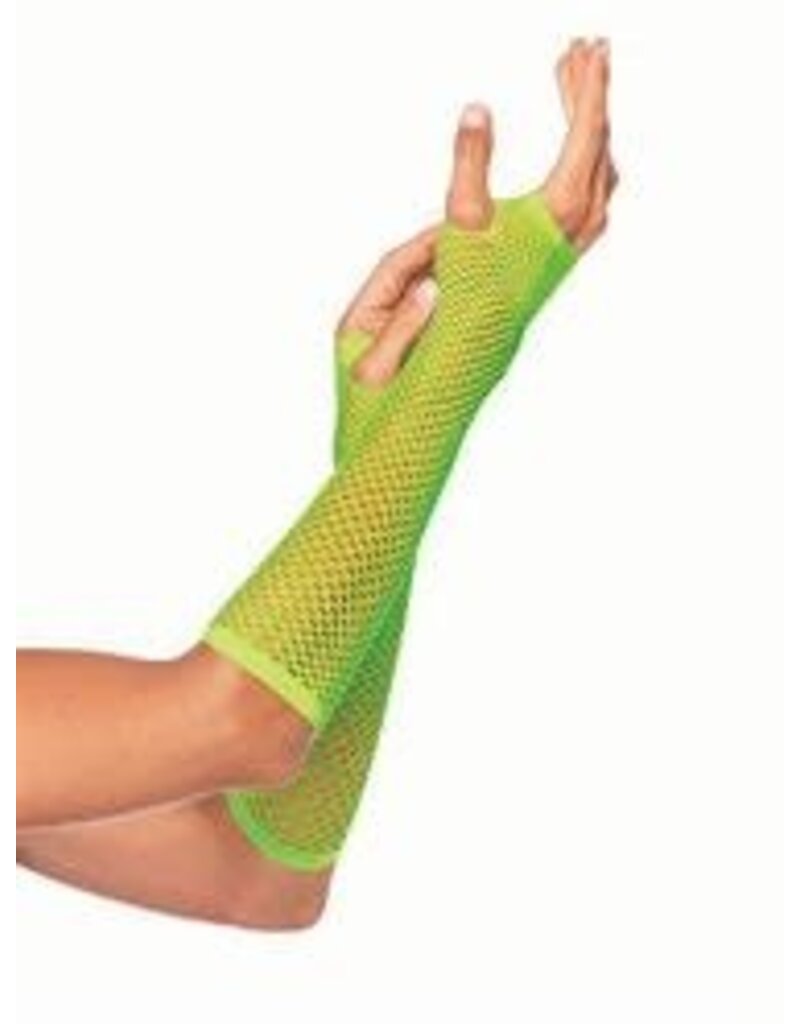 Neon Green Triangle Net Fingerless Gloves