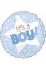 It's A Boy Blue Star 18" Mylar Balloon