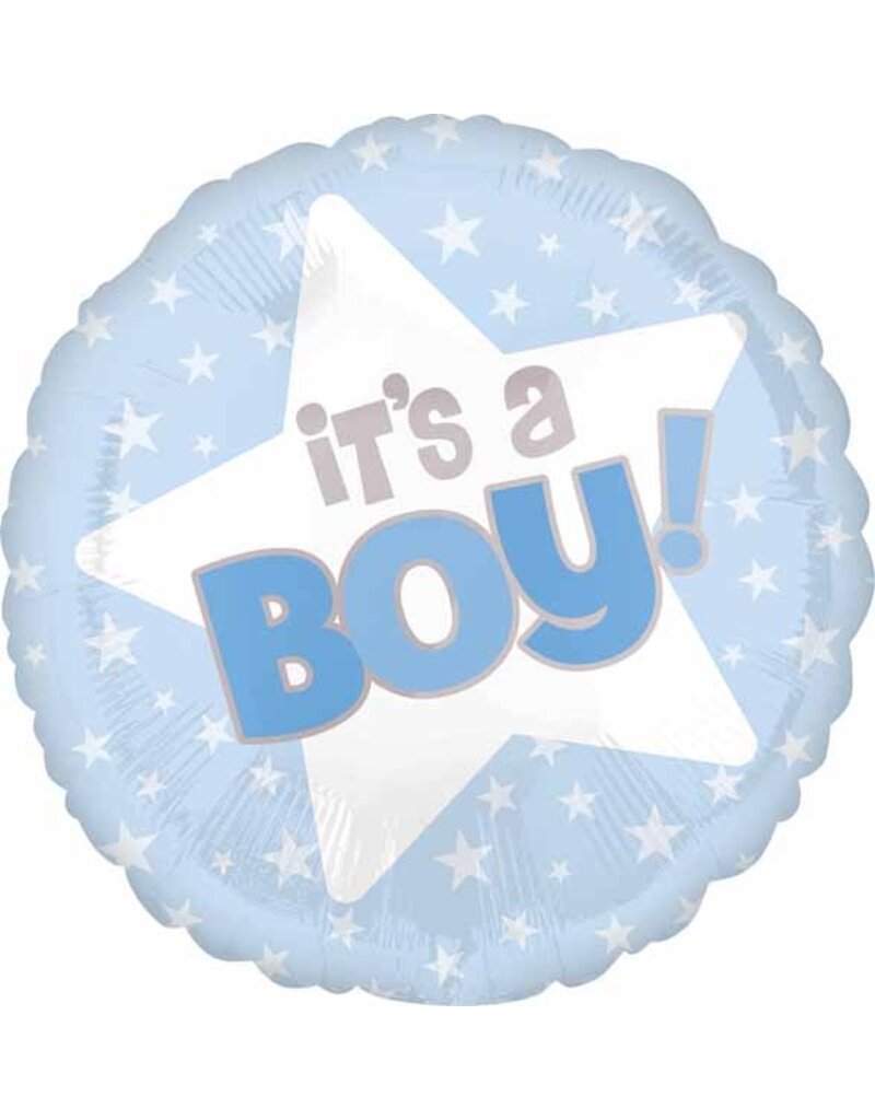 It's A Boy Blue Star 18" Mylar Balloon