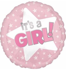 It's A Girl Pink Star 18" Mylar Balloon