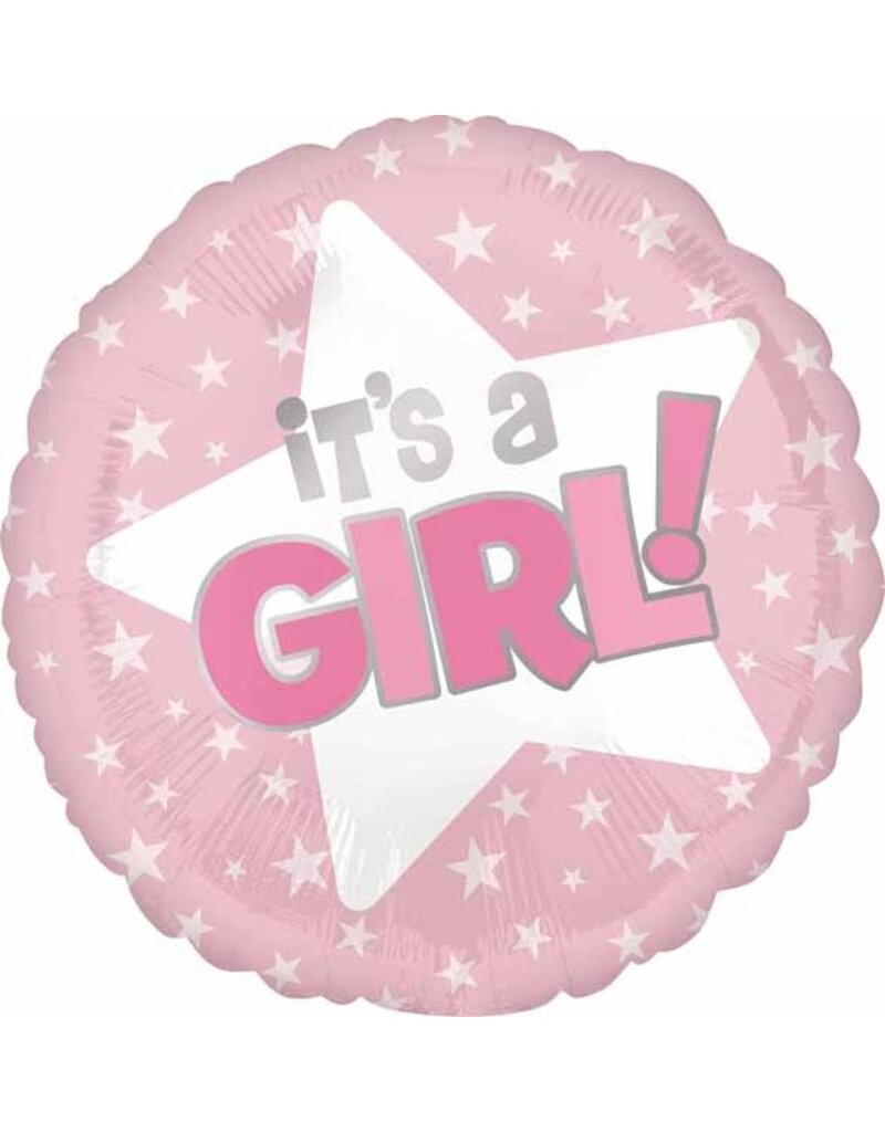It's A Girl Pink Star 18" Mylar Balloon