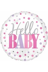 Hello Baby Pink Dots 18" Mylar Balloon