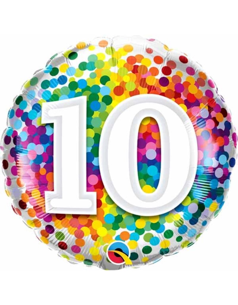 10 Rainbow Confetti 18" Mylar Balloon