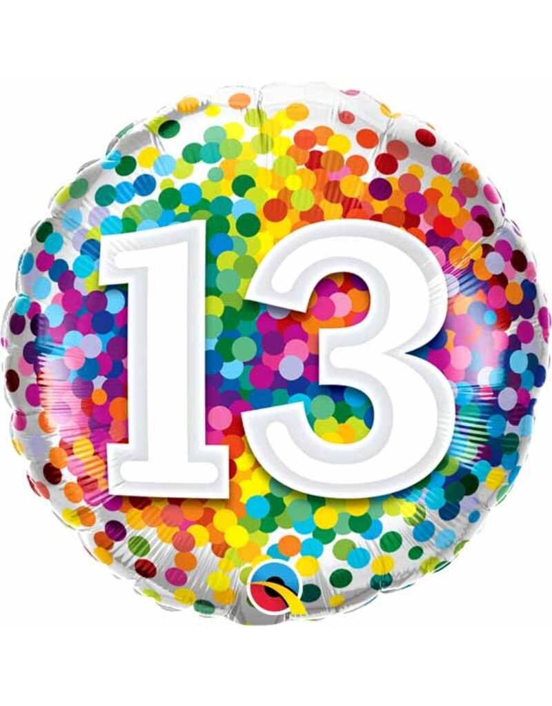 13 Rainbow Confetti 18" Mylar Balloon