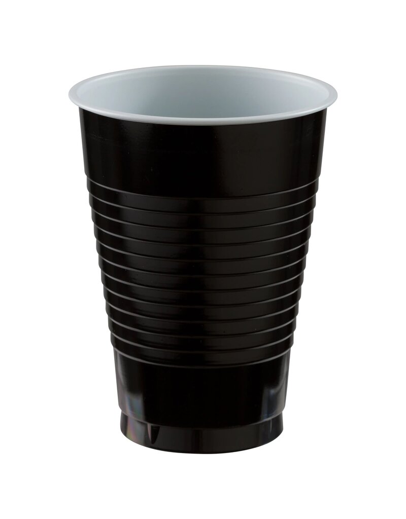 12 oz. Plastic Cups, Mid Ct. - Jet Black (20)