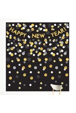 Happy New Year Deluxe Scene Setter Kit, Black, Silver, Gold (9" x 8' 4" assembled) Plastic