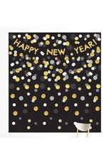 Happy New Year Deluxe Scene Setter Kit, Black, Silver, Gold (9" x 8' 4" assembled) Plastic