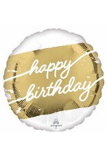 Golden Happy Birthday 18" Mylar Balloon
