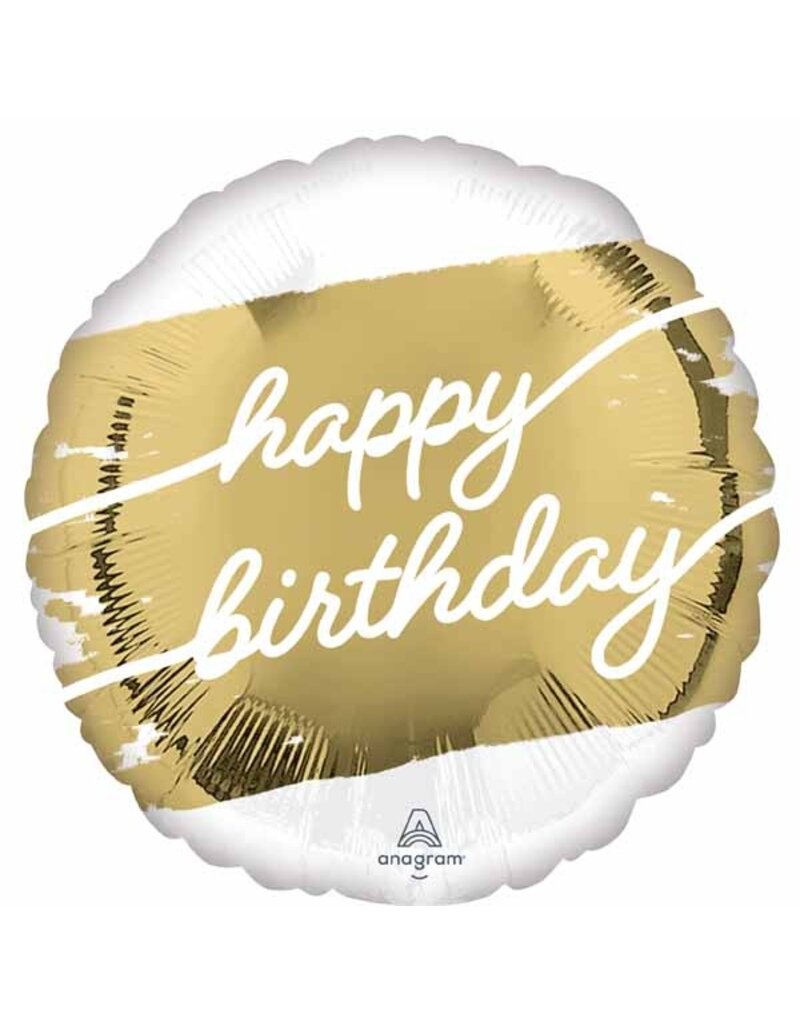 Golden Happy Birthday 18" Mylar Balloon