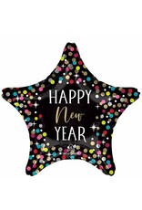 Happy New Year Confetti 19" Star Mylar Balloon