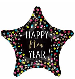 Happy New Year Confetti 19" Star Mylar Balloon