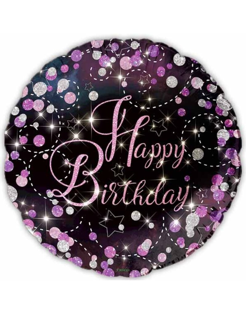 Happy Birthday Pink Dots 18" Mylar Balloon