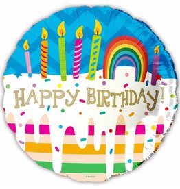 Happy BDay Rainbow Cake 18" Mylar Balloon
