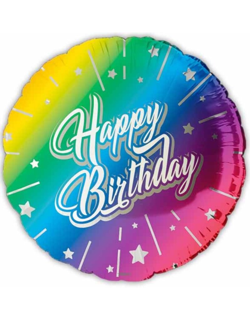 Happy BDay Rainbow Burst 18" Mylar Balloon