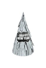 New Years All Over Fringe Cone Hat - Silver