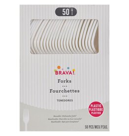 Reusable Plastic Forks, High Ct. -Frosty White (50)