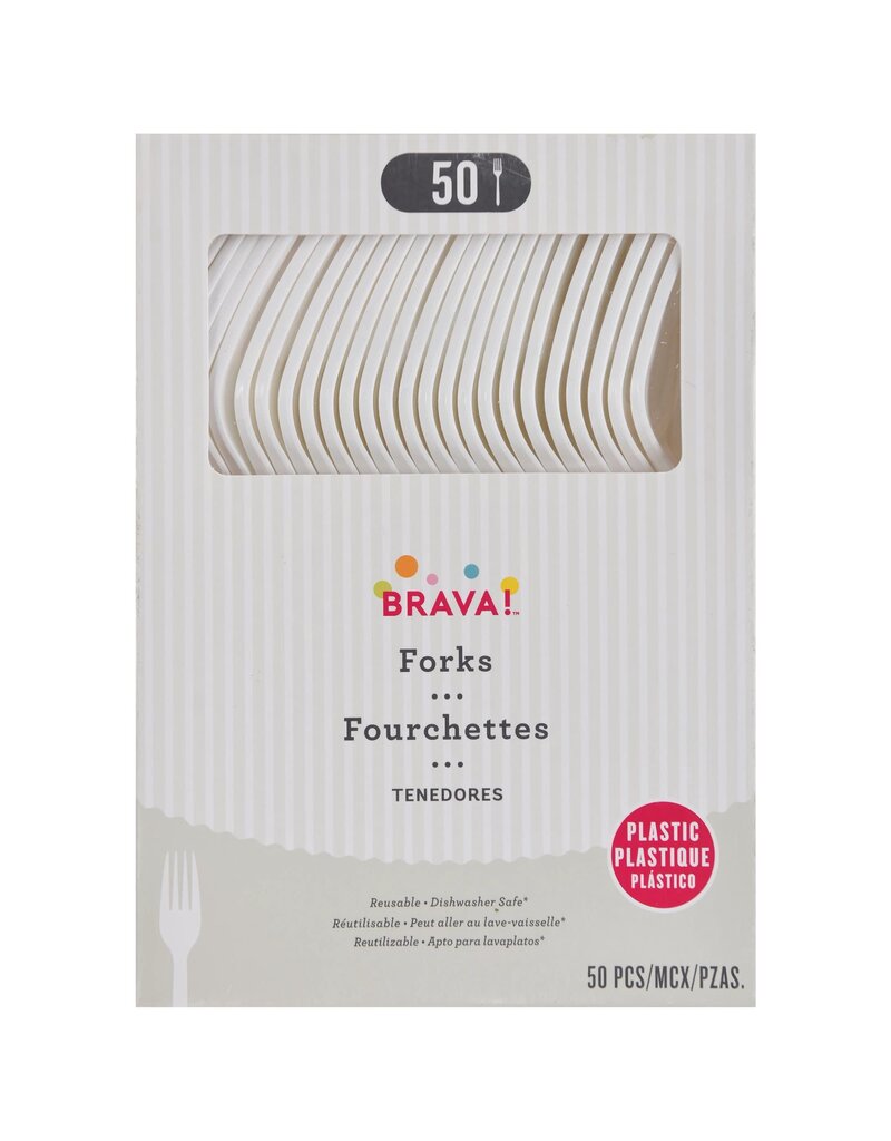 Reusable Plastic Forks, High Ct. -Frosty White (50)