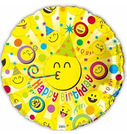 Happy BDay Smiley Face 18" Mylar Balloon