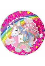 Happy BDay Unicorn 18" Mylar Balloon