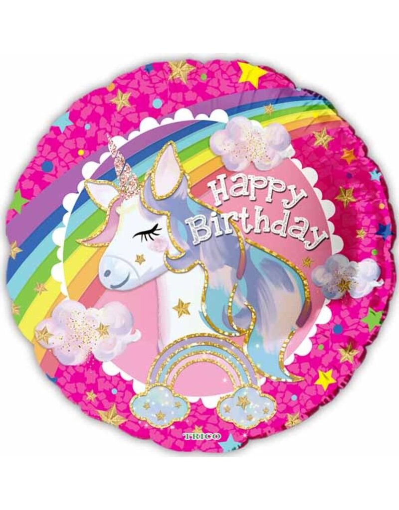 Happy BDay Unicorn 18" Mylar Balloon