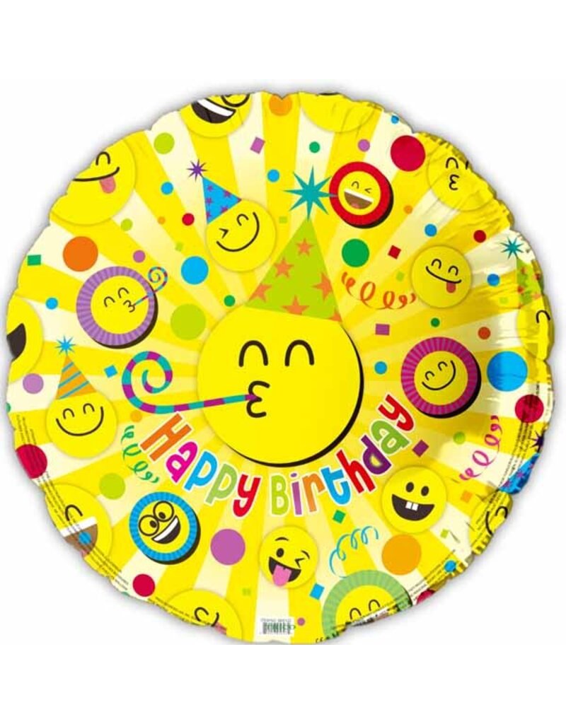 Happy BDay Smiley Face 18" Mylar Balloon