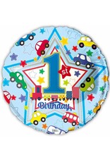 Happy 1ST BDay Blue 18" Mylar Balloon