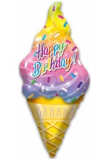 Happy Bday Icecream 42" Shape Mylar Balloon