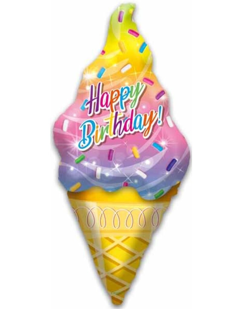 Happy Bday Icecream 42" Shape Mylar Balloon
