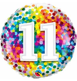 11 Rainbow Confetti 18" Mylar Balloon