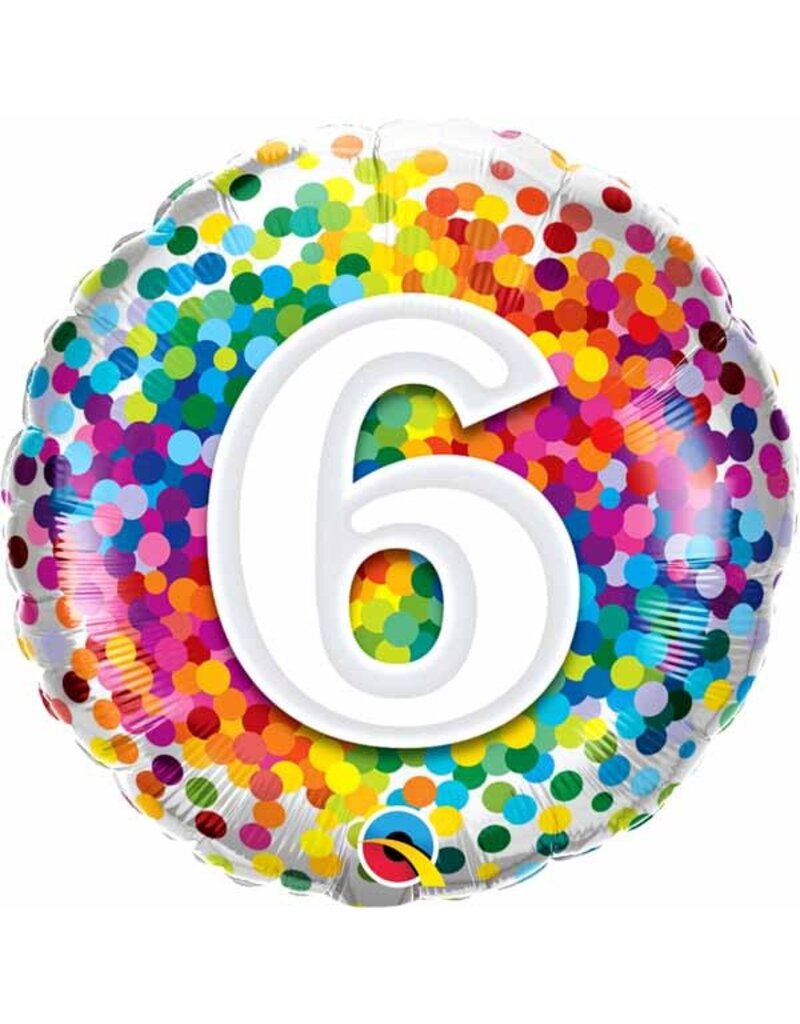 6 Rainbow Confetti 18" Mylar Balloon