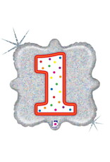 Candle #1 Holographic Shape 18" Mylar Balloon