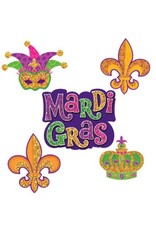 Mardi Gras Mini Glitter Paper Cutouts