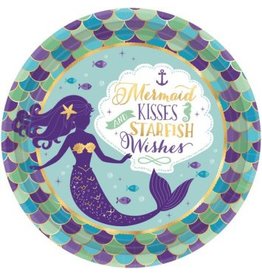 Mermaid Wishes Metallic Round Plates 9" (8)