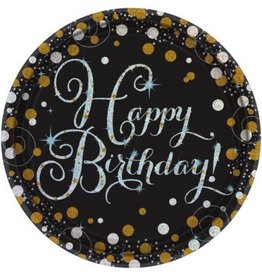 Sparkling Celebration Round Prismatic Plates 7" Happy Birthday (8)
