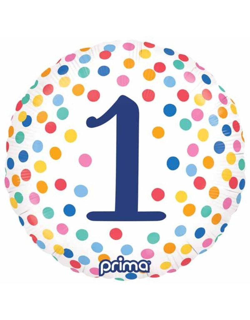 PRIMA CONFETTI "1" Mylar 18" Balloon