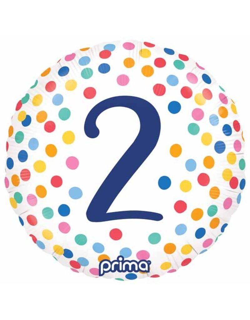 PRIMA CONFETTI "2" Mylar 18" Balloon