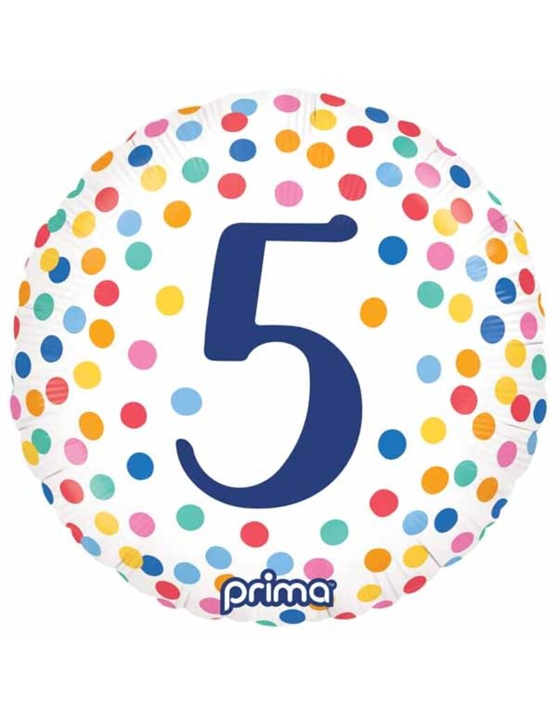PRIMA CONFETTI "5" Mylar 18" Balloon