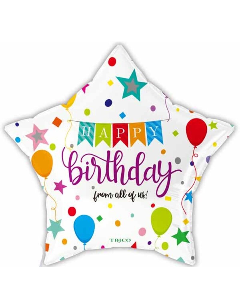 Happy Birthday Star From All Of Us 18" Mylar Balloon