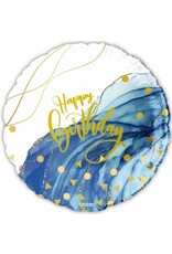 Happy Birthday Blue Marble 18" Mylar Balloon
