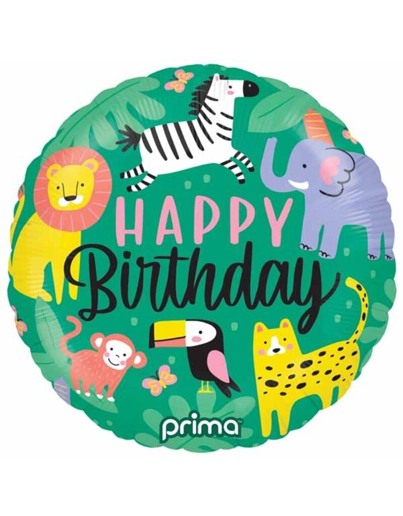 PRIMA BDay Jungle Mylar 18" Balloon