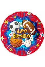Happy BDay Sports 18" Mylar Balloon
